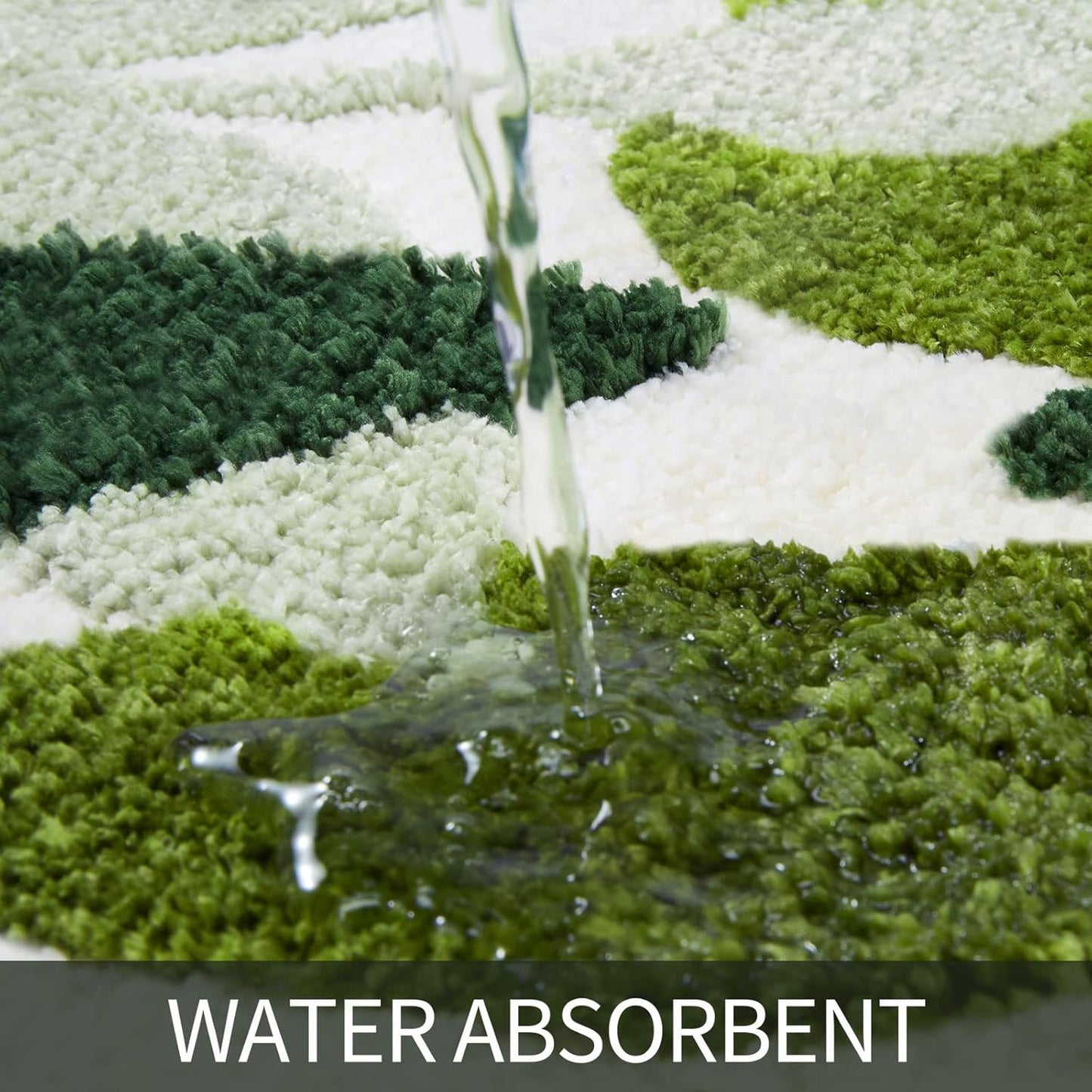 Green Bathroom Rug Set 2 Piece, Non-Slip Strong Water Absorbent (18"X26"+20"X32")