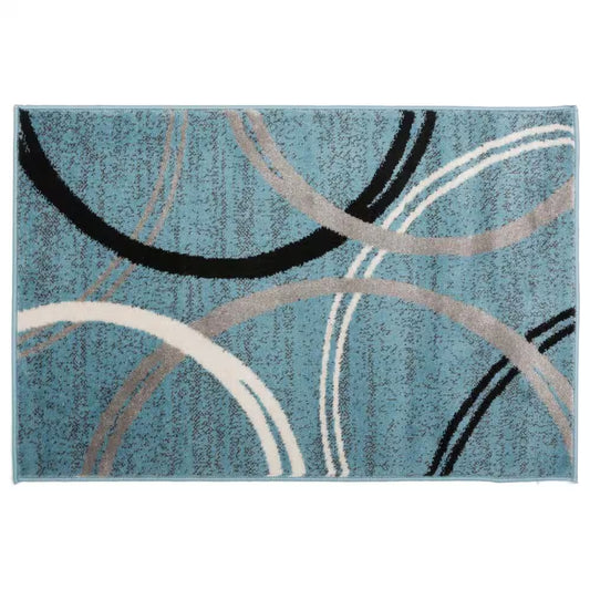 Modern Abstract Circles Blue 2 Ft. X 3 Ft. Indoor Area Rug
