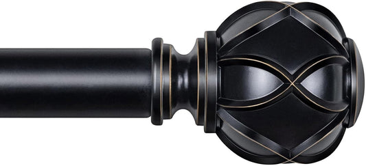 Black Curtain Rod 32 to 58 Inch(2.6-4.8Ft), Adjustable Heavy Duty Curtain Rods for Windows 28 to 48 Inch, 7/8 Inch Drapery Rods with Decorative Netted Texture End