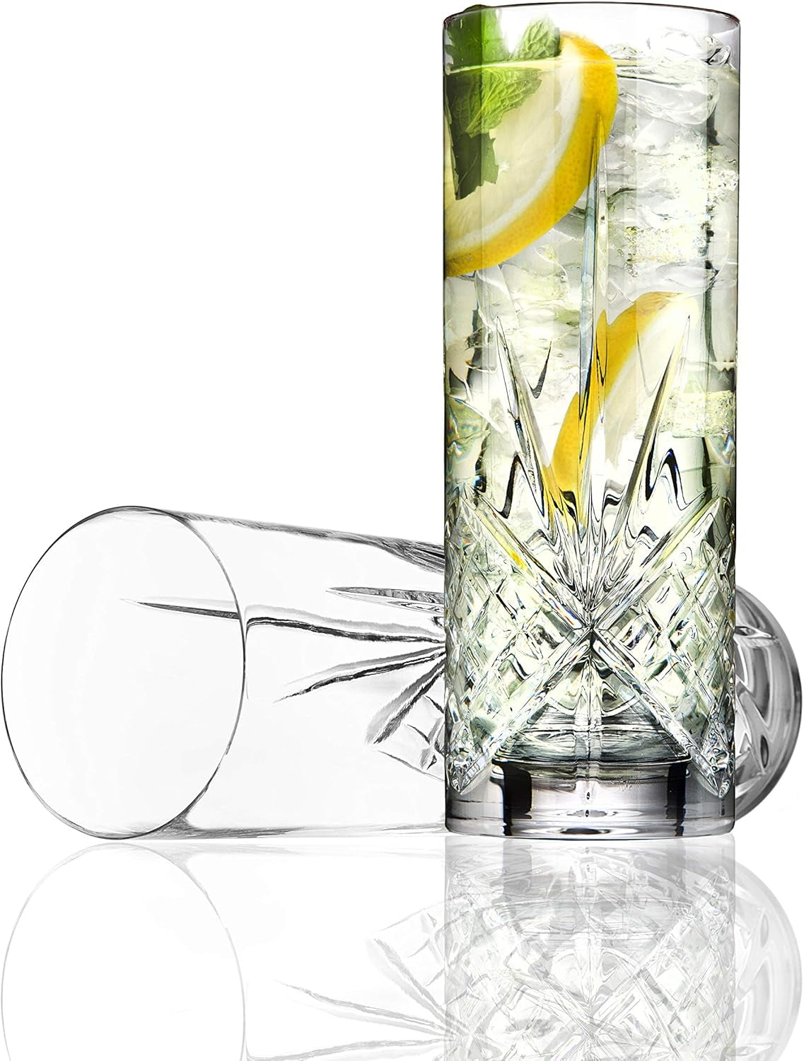 Tall Beverage Glasses Collins All Purpose Drinking Glasses- Dublin Collection, SET of 4
