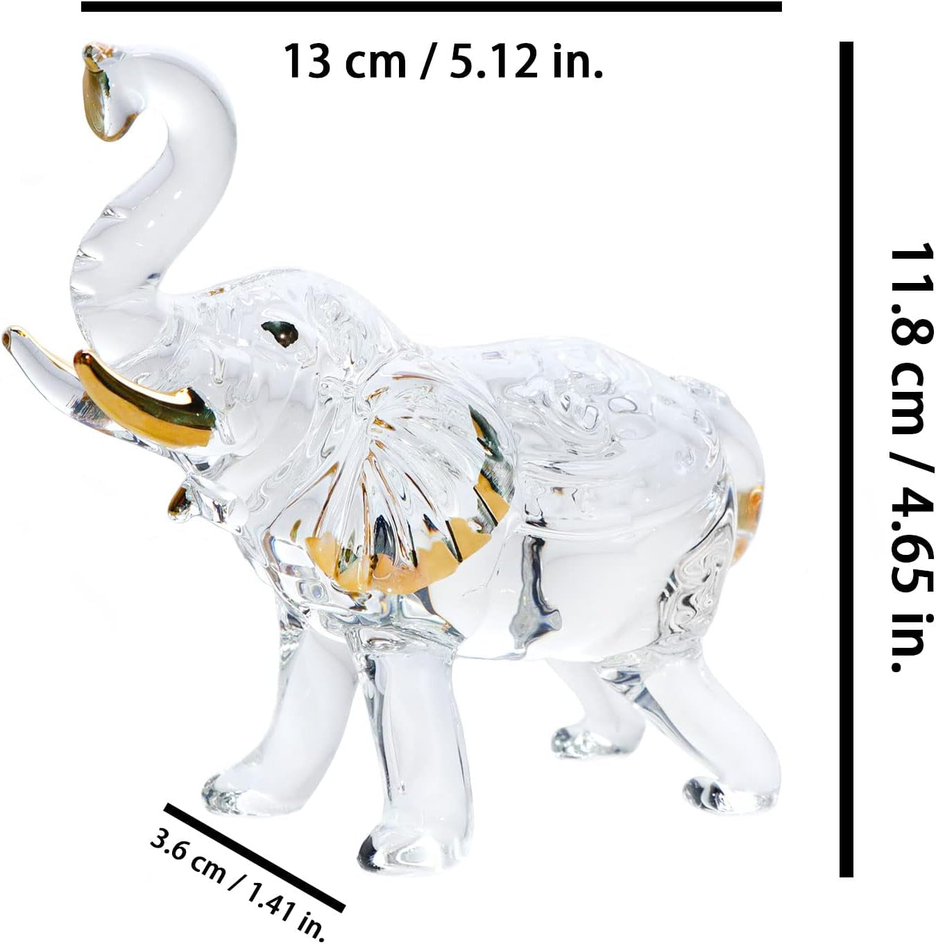 Handmade Crystal Elephant Figurine, Elephant Statue Decor, Crystal Animals Figurines for Home Decoration