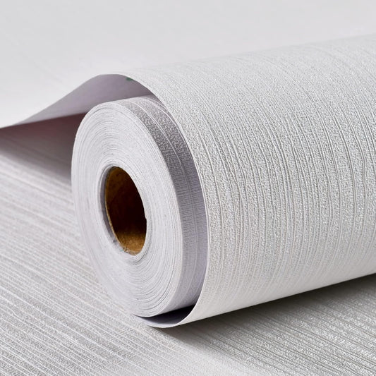 Grass cloth Textured Wallpaper 24In X 393In Fabric Contact Paper White Wallpaper Linen Peel and Stick (White)