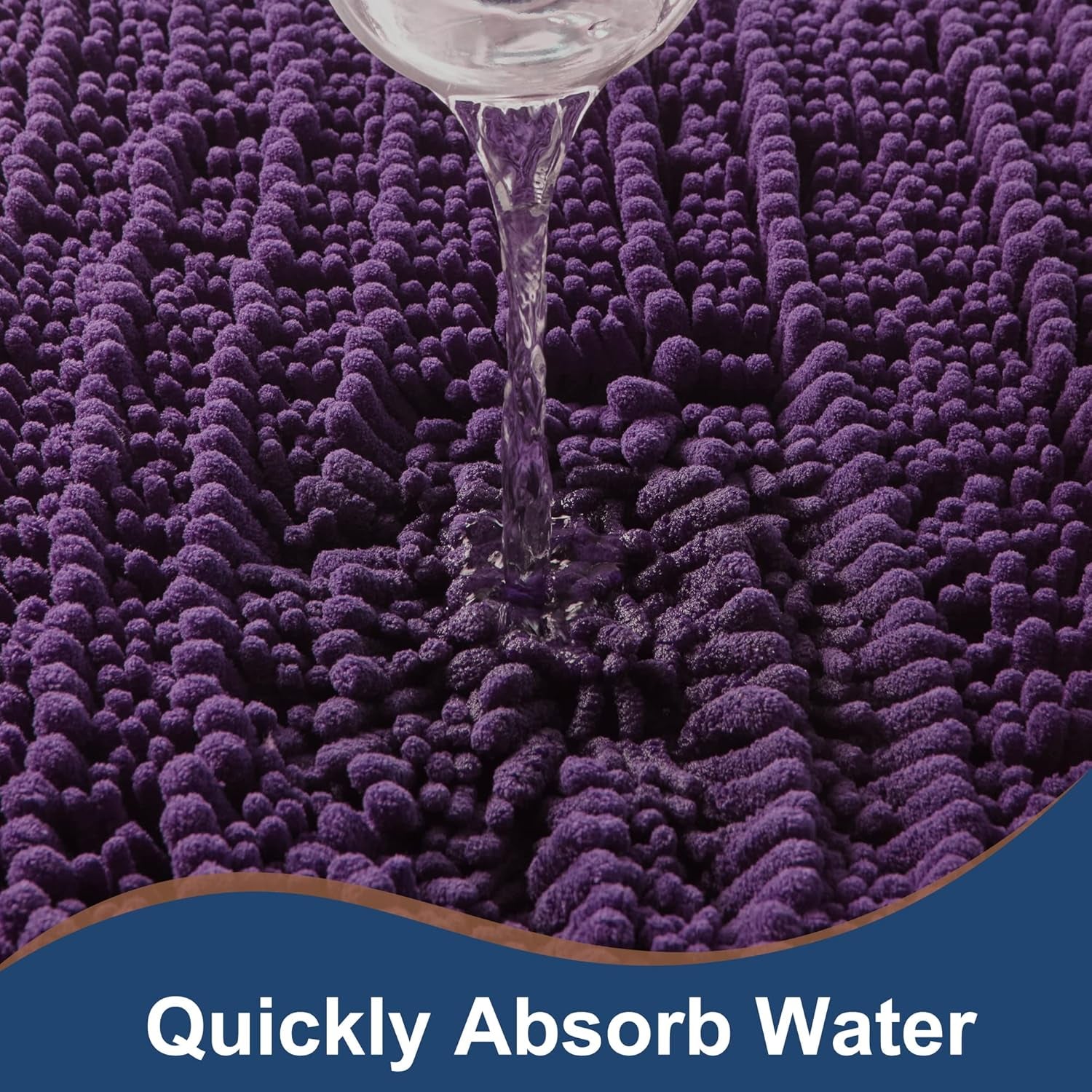 Luxury Chenille Plum Bathroom Rugs Sets 2 Piece, (32"X20"+17"X24")