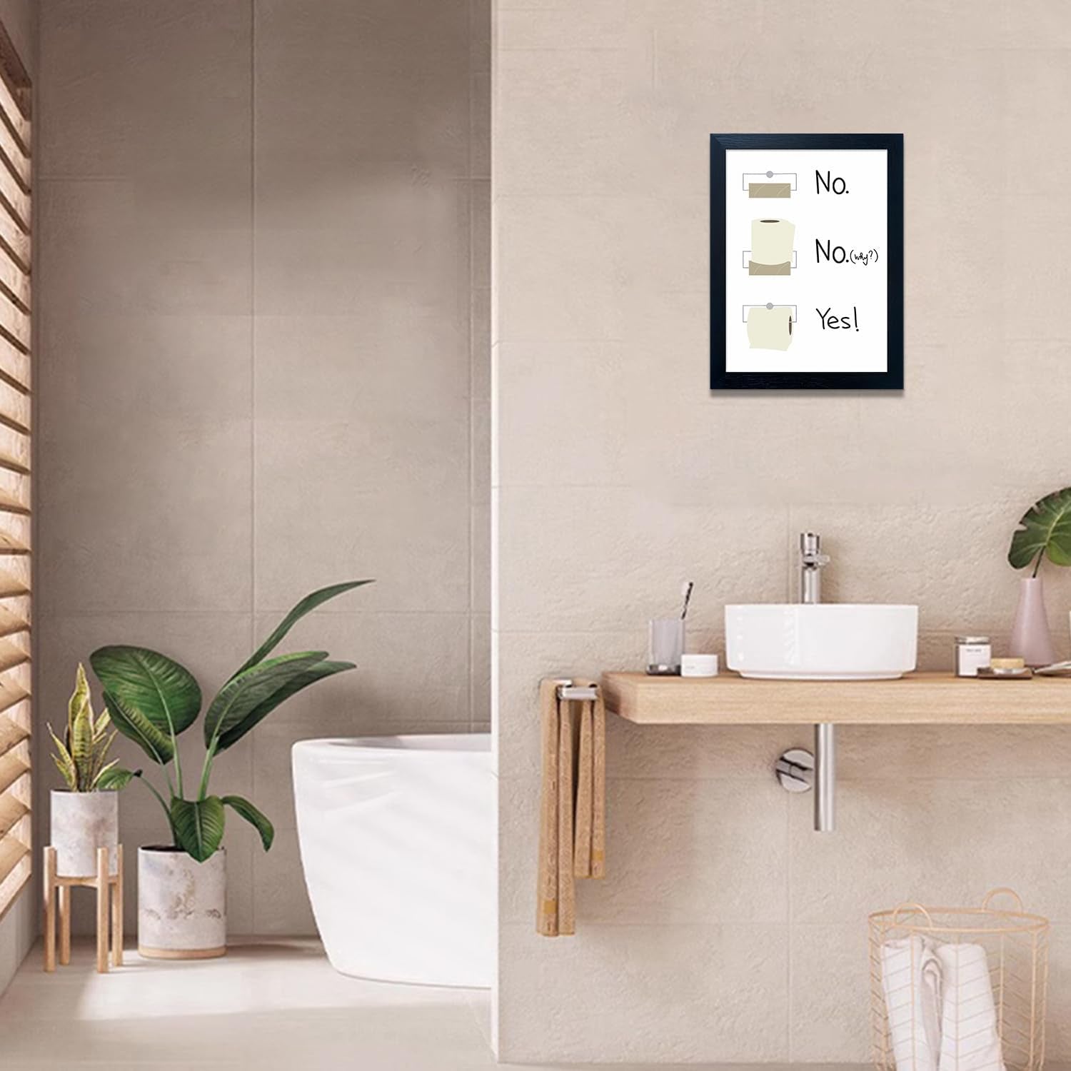 Bathroom Picture Wall Decor, Toilet Paper Bathroom Rule Wall Art, Bathroom Sign