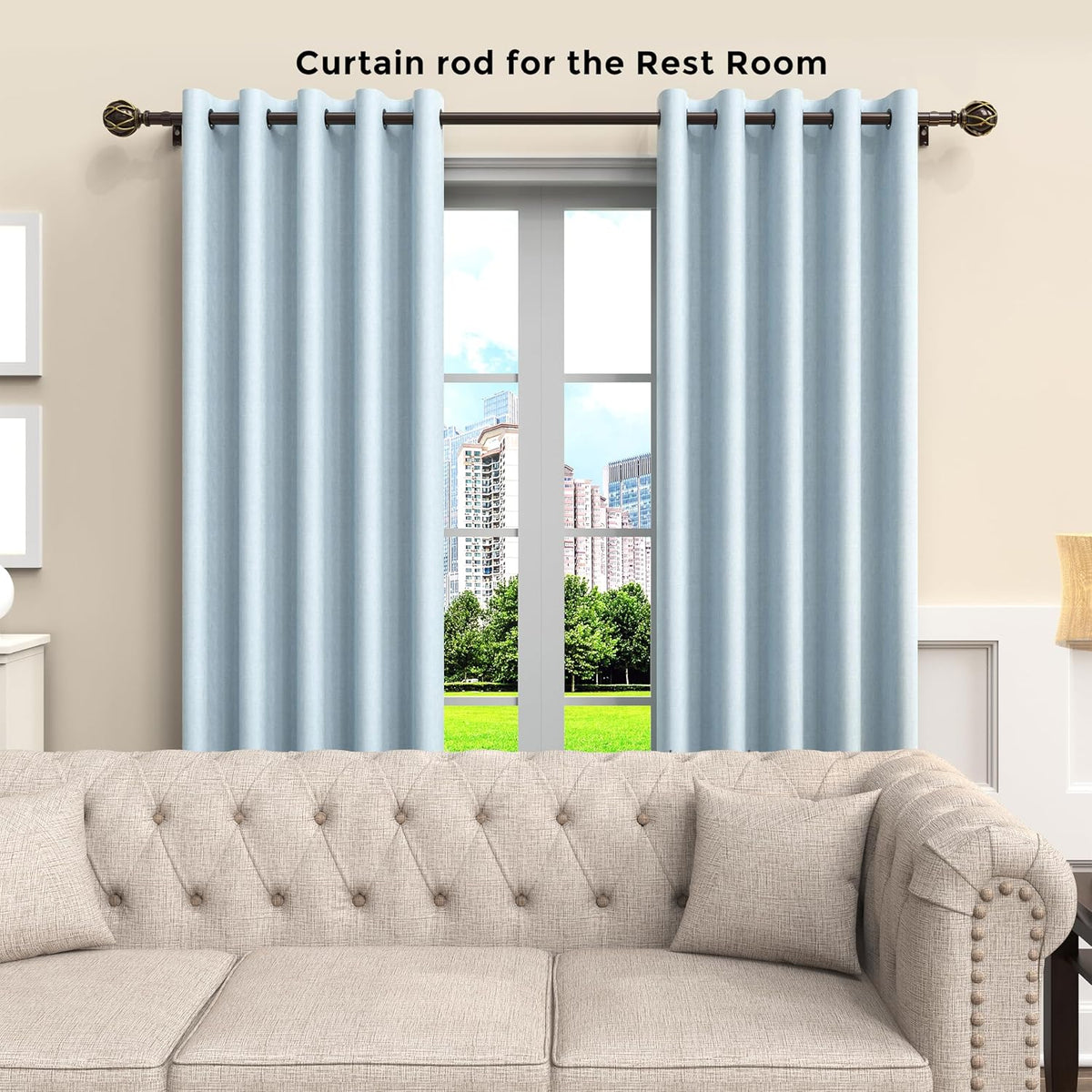 Curtain Rods 18-152 Inch, for Window 144 Inch, Adjustable Length Heavy Duty Diameter 7/8 Inch, Decorative Finials, Bronze