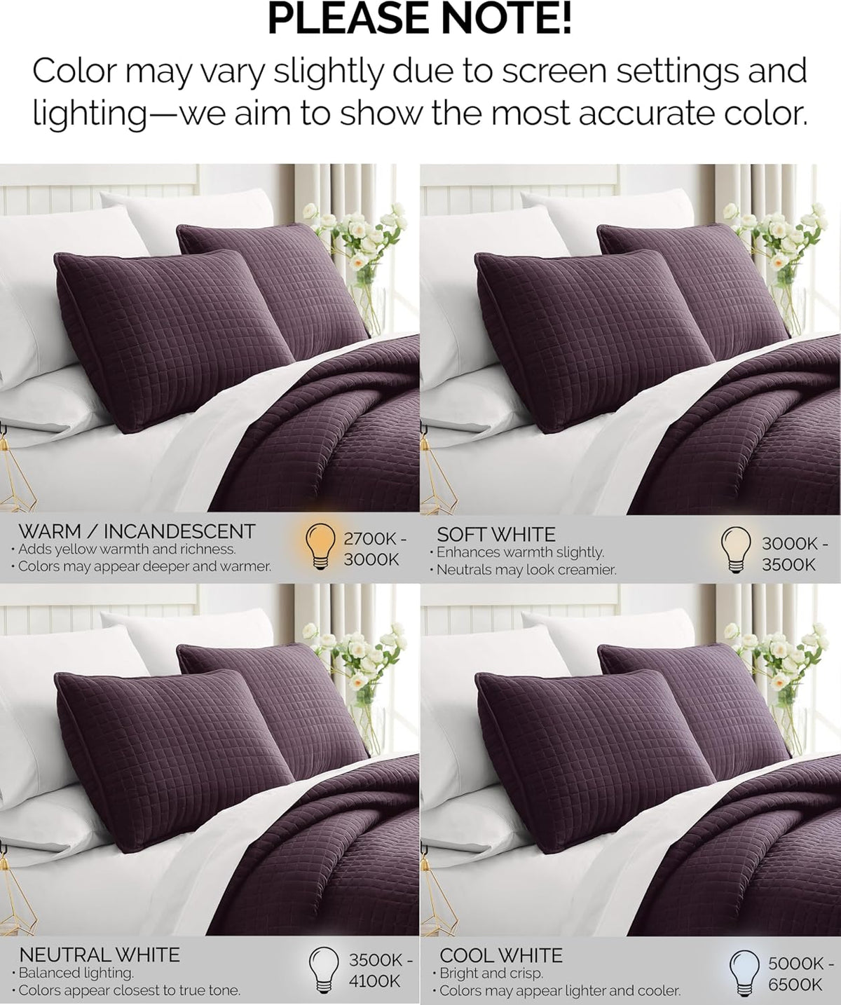 Quilts Queen Size Quilt Bedding Set with 2 Quilted Pillow Shams, Purple
