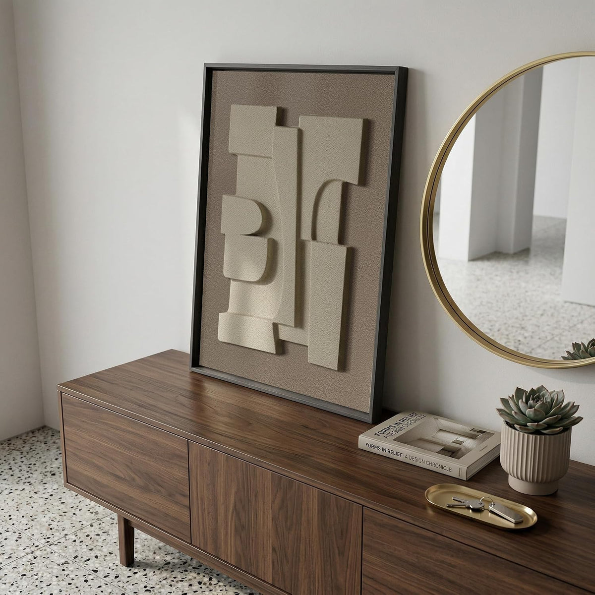 3D Wall Art, Room Decor Aesthetic Essential, Brown Color, 16X24 In