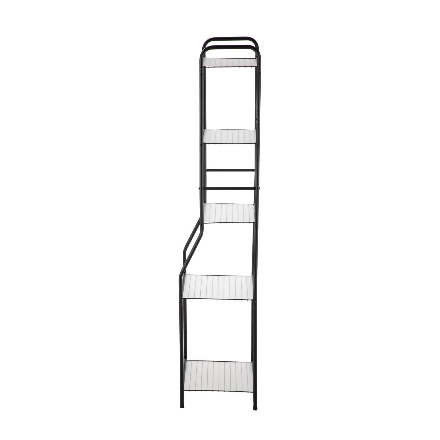Matte Black Steel 5-Shelf Bathroom Storage Tower Unit