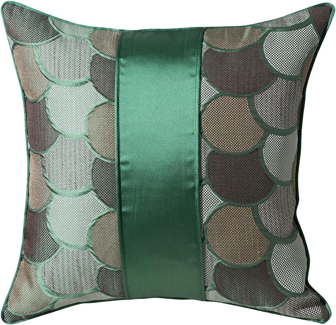 Decorative Throw Pillow Cover Luxury Jacquard Pillowcase Satin Square Cushion Case Geometric Pattern Shams for Couch Sofa Bed Bedroom Living Room 18 X 18 Inch