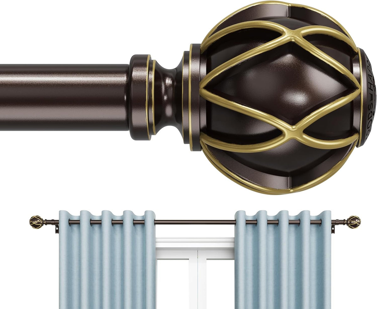 Curtain Rods 18-152 Inch, for Window 144 Inch, Adjustable Length Heavy Duty Diameter 7/8 Inch, Decorative Finials, Bronze