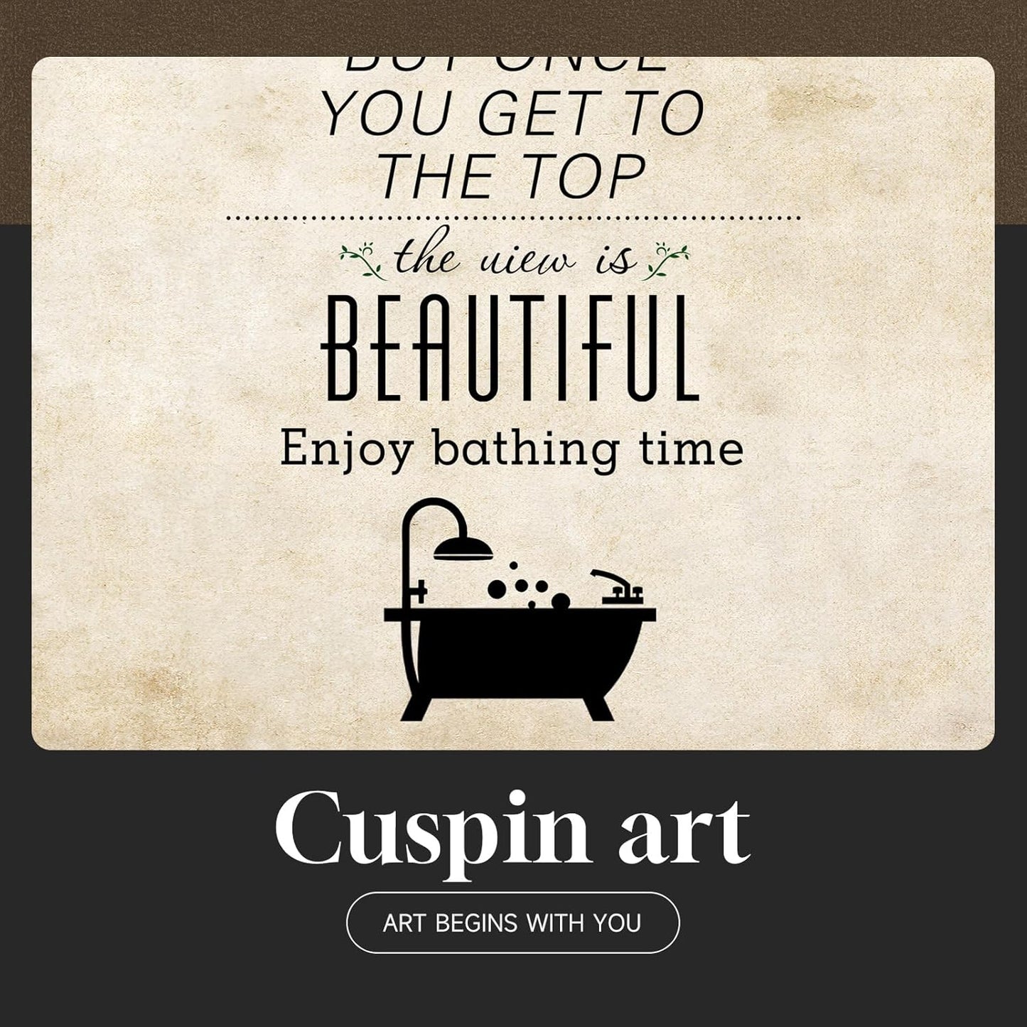 Framed Bathroom Wall Art Decor, Rustic Inspirational Canvas Painting Print Artwork, Neutral Black and White