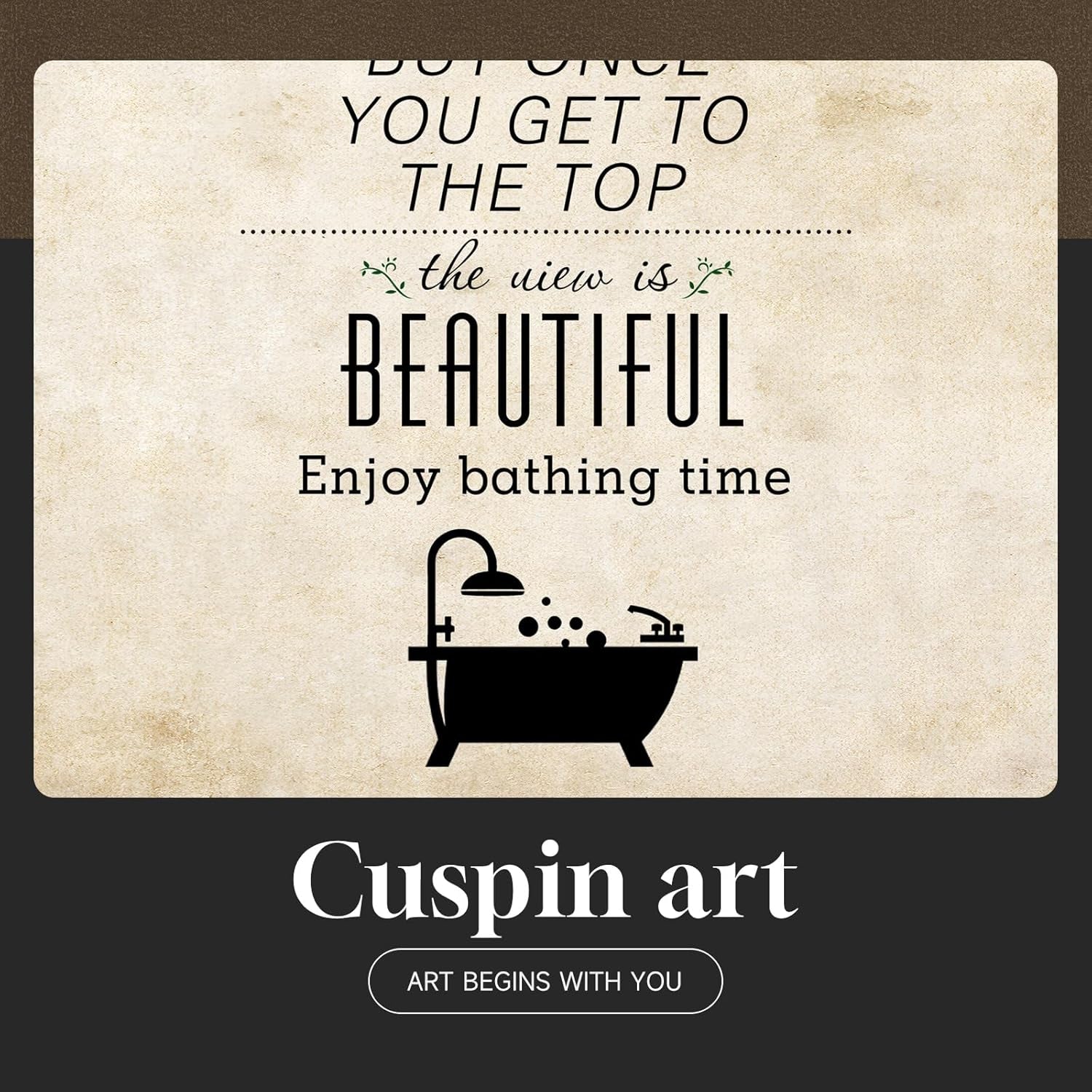 Framed Bathroom Wall Art Decor, Rustic Inspirational Canvas Painting Print Artwork, Neutral Black and White