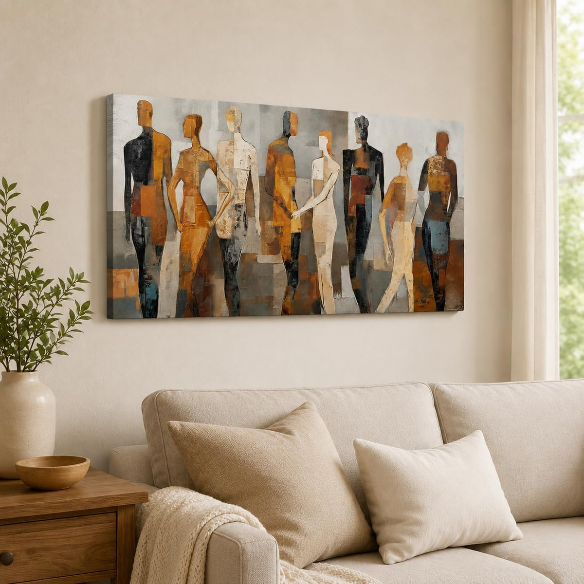 Large Abstract People Canvas Wall Art for Living Room, 40 X 20 Inches