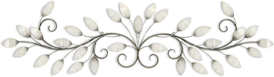 Brushed Pearl over the Door Metal Leaf Wall Decor, 51.00”X1.00”X15.00”