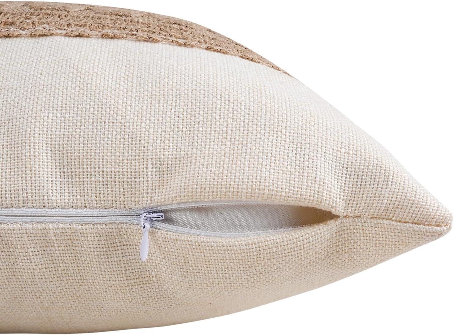 Pack of 2 Boho Throw Pillow Covers 18X18 Inch Farmhouse Decorative, Beige Modern