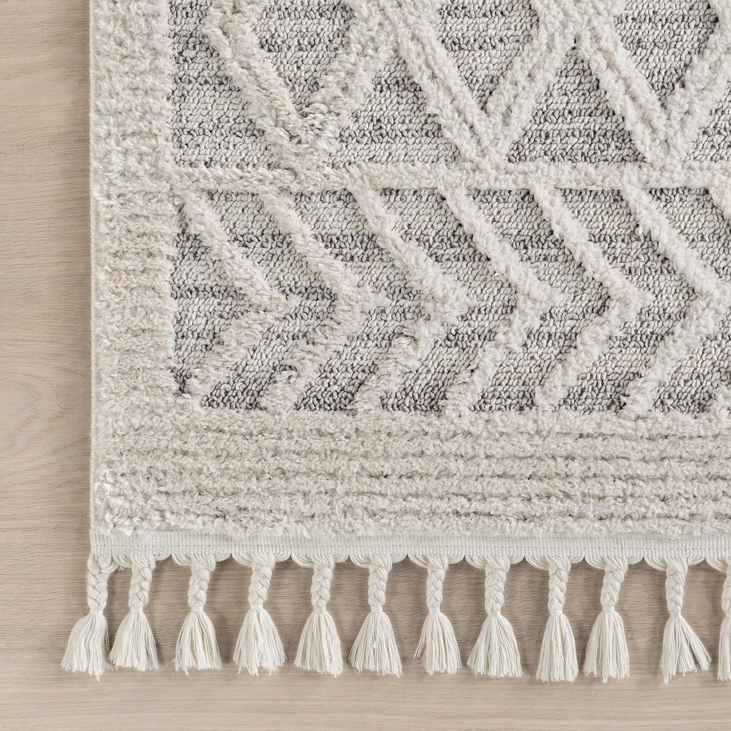 3X5 Ansley Moroccan Tassel Area Rug, Light Grey