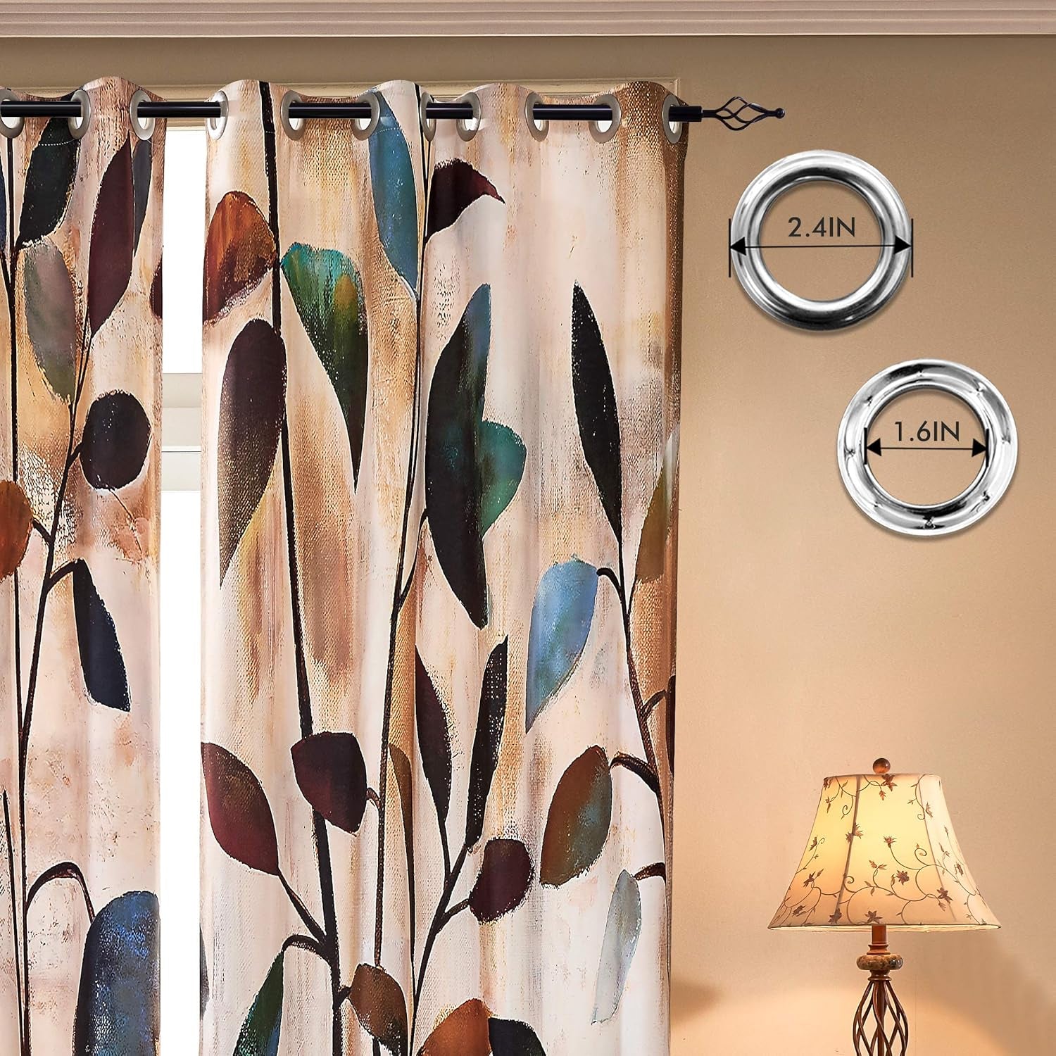 Printed Curtains, Room Darkening for Bedroom, Living Room, Colorful Window Drapes 2 Panel Set (52'' X 84'', Brown)