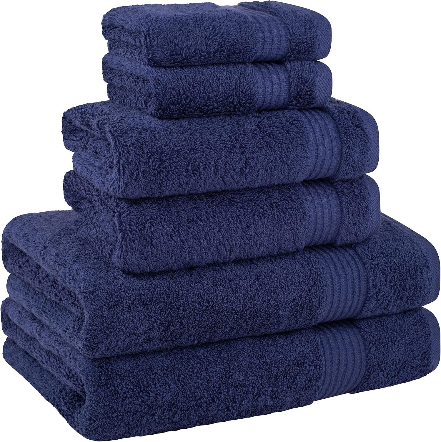 Cotton Turkish Towel Set, Soft Absorbent Quick Dry, 6 Piece Towel Set, Navy Blue