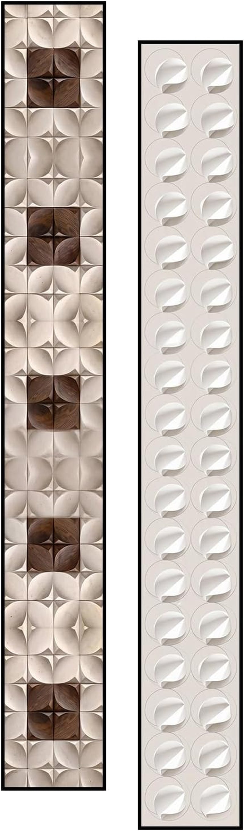 2Pcs Narrow Neutral Geometric Wood Art, Alu Frame Gloss Hallway 