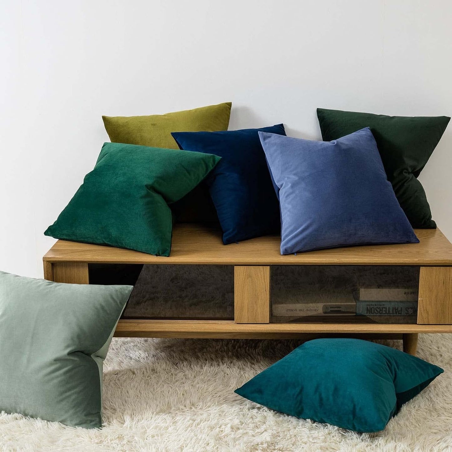 Decorative Pillow Covers Set of 2 Velvet Throw Pillow Covers, Dark Green,12X20 Inch