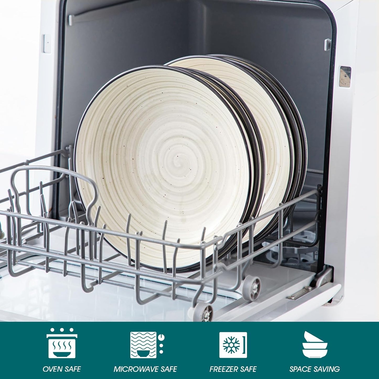 Bonbon Pasta Bowls Set of 6, 38 Oz Ceramic Salad Bowls, Wide and Shallow Bowls Set, Large Serving Bowls for Kitchen, Beige