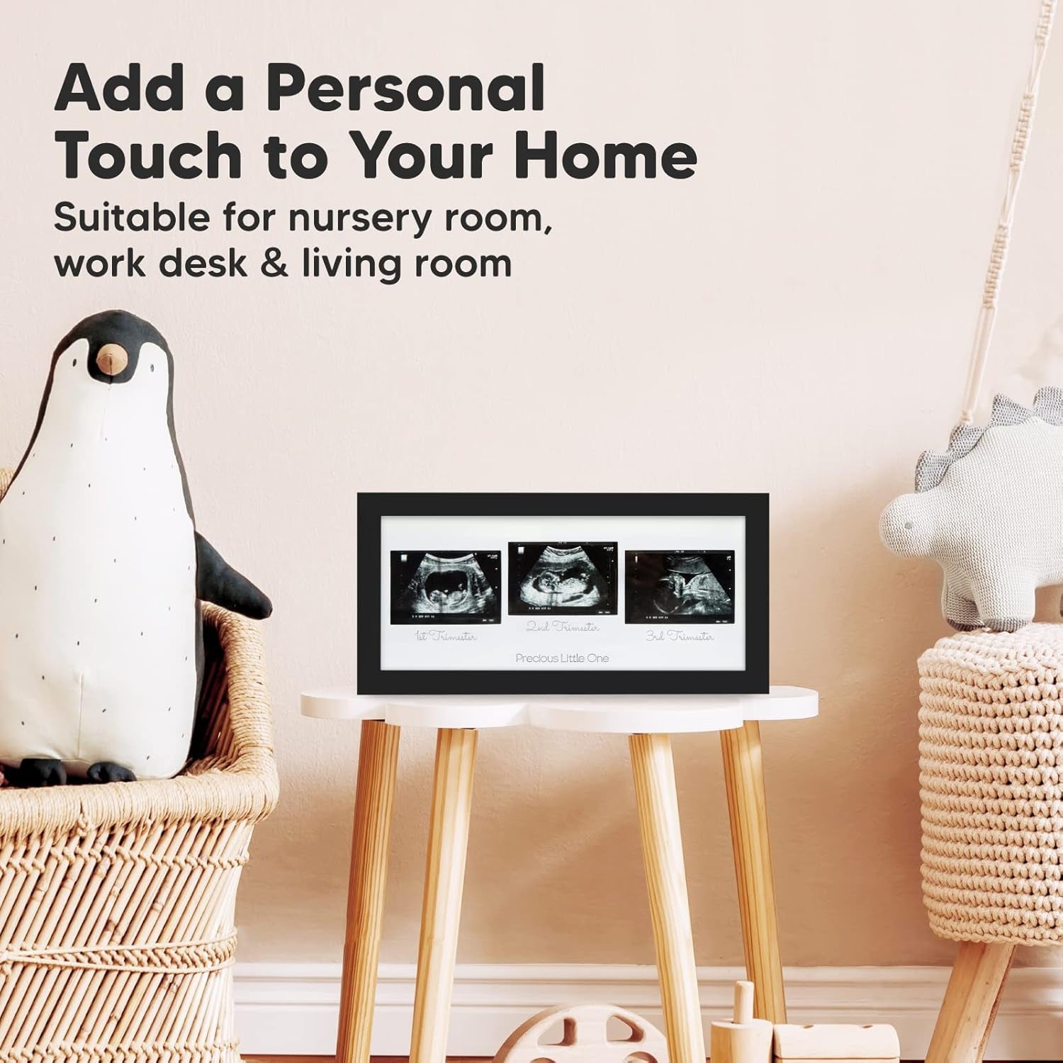 Baby Sonogram Picture Frames - Trio Ultrasound Picture Frames, First Time Mom Gift (Onyx Black)