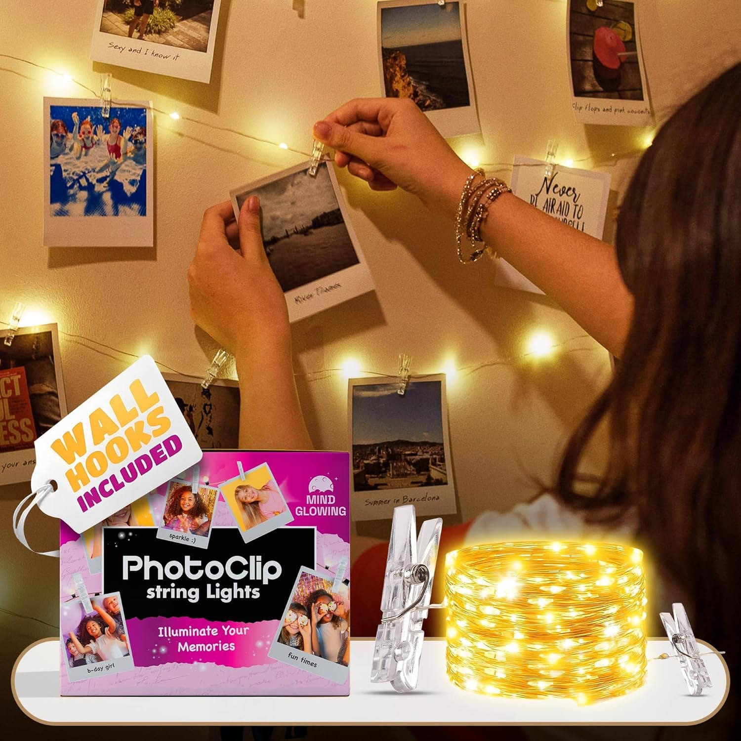Photo Clips String Light - Dreamy Fairy Lights with Clips - Stocking Stuffers for Teen Girls (50 LED, 16.4 Ft)