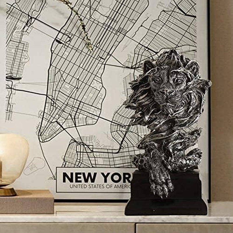 Sandstone Lion Figurines - the King of Beasts, Silver Color (HH17-D3)