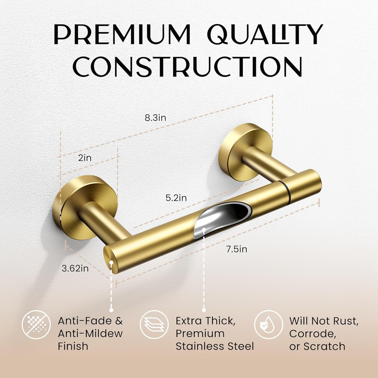 Day Moon™ Gold Toilet Paper Holder - Brushed Gold Toilet Paper Holder Wall Mount 