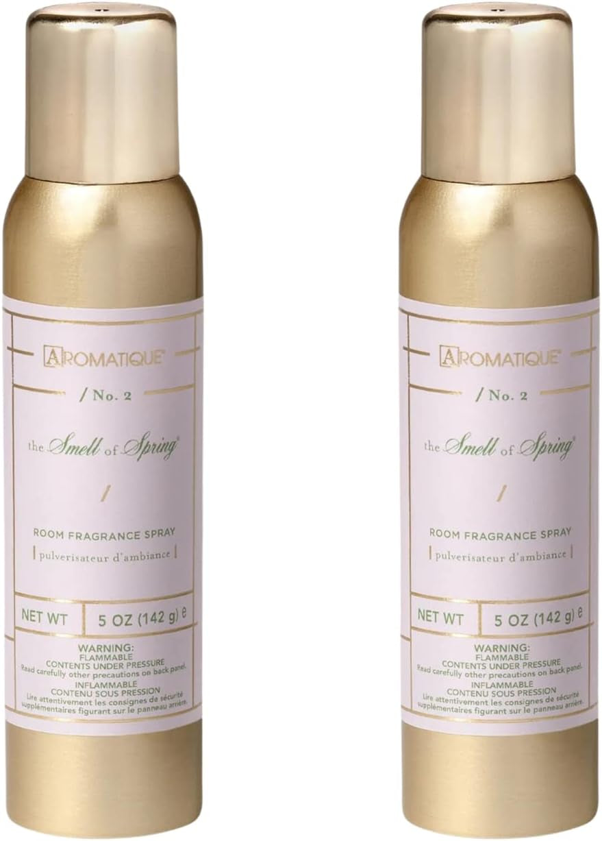 the Smell of Spring Aerosol Room Spray Set of 2 - Home Fragrance, Long Lasting Room Air Freshener Home Spray Deodorizer Xmas Christmas Gifts Notes of Hyacinth, Jasmine, Rose, Vanilla 5Oz