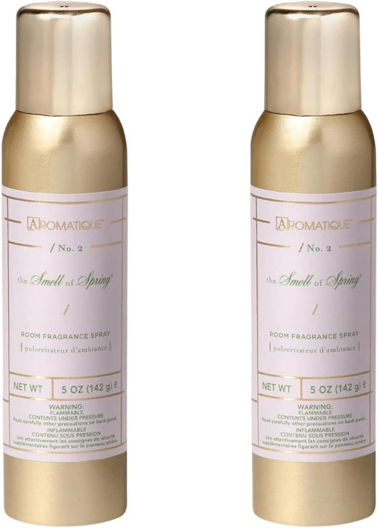 the Smell of Spring Aerosol Room Spray Set of 2 - Home Fragrance, Long Lasting Room Air Freshener Home Spray Deodorizer Xmas Christmas Gifts Notes of Hyacinth, Jasmine, Rose, Vanilla 5Oz