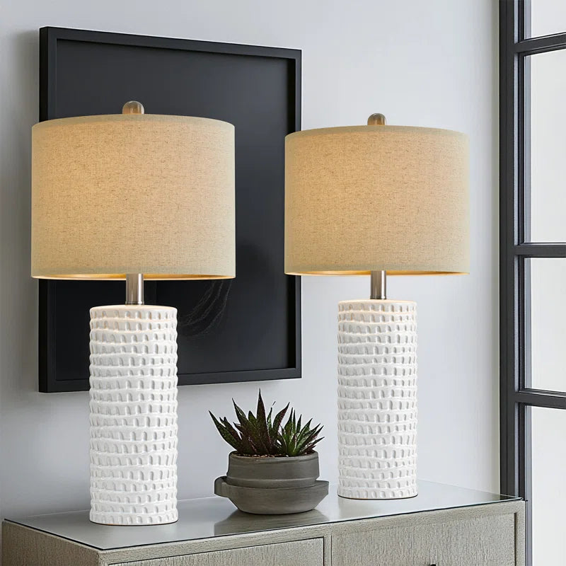 Anazagene 24＂Modern Ceramic Table Lamp Set, Suitable for Living Room, Bedroom, Office