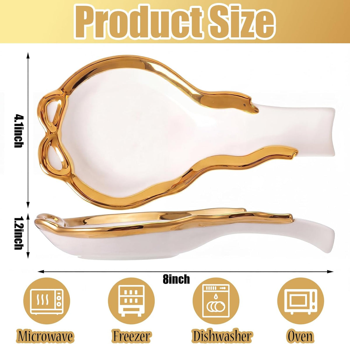 Gold Bow Spoon Rest, Large Ceramic Spoon Holder for Stove Top