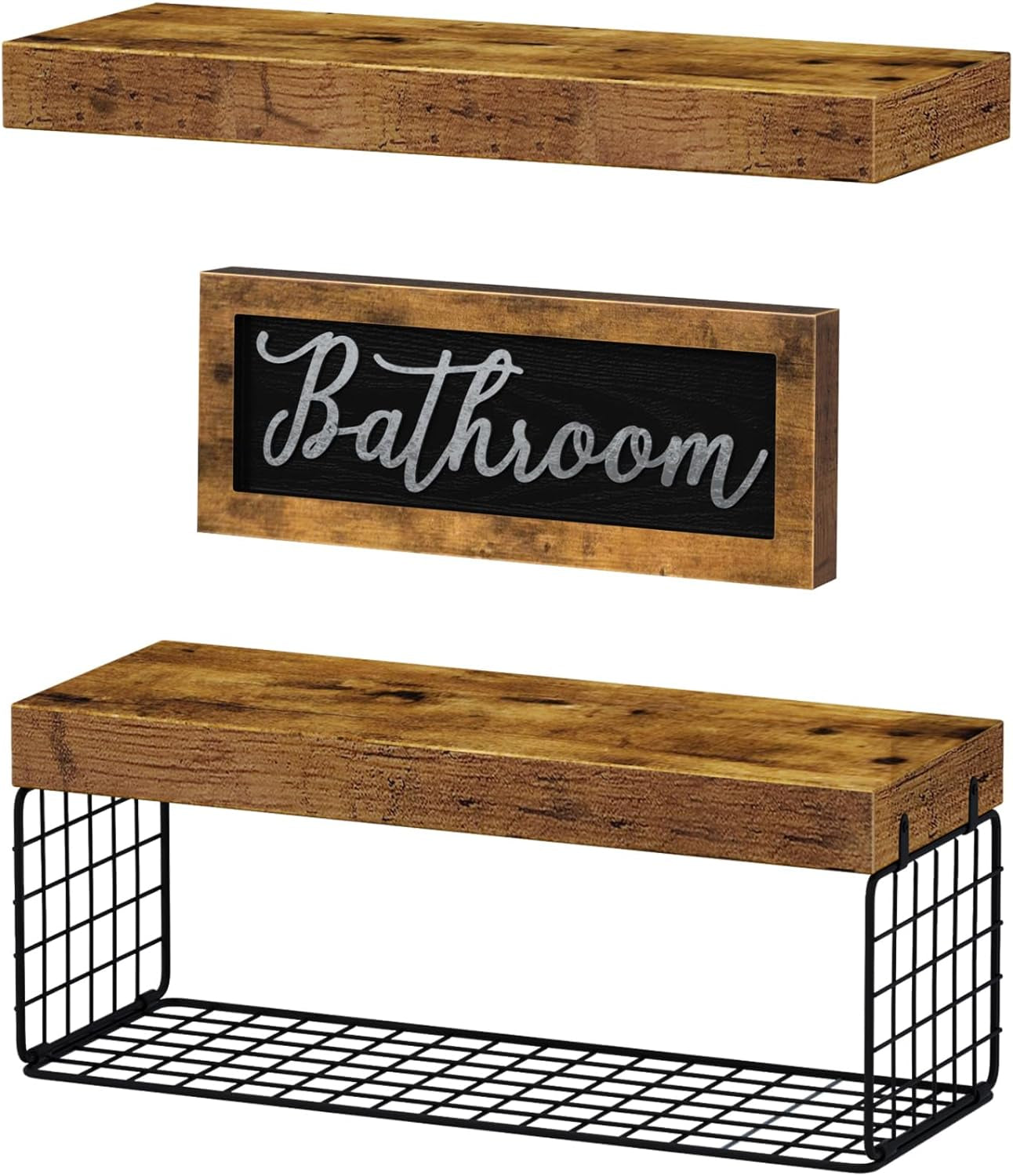 Bathroom Furniture Sets, Shelves over Toilet Decor, Rustic Brown
