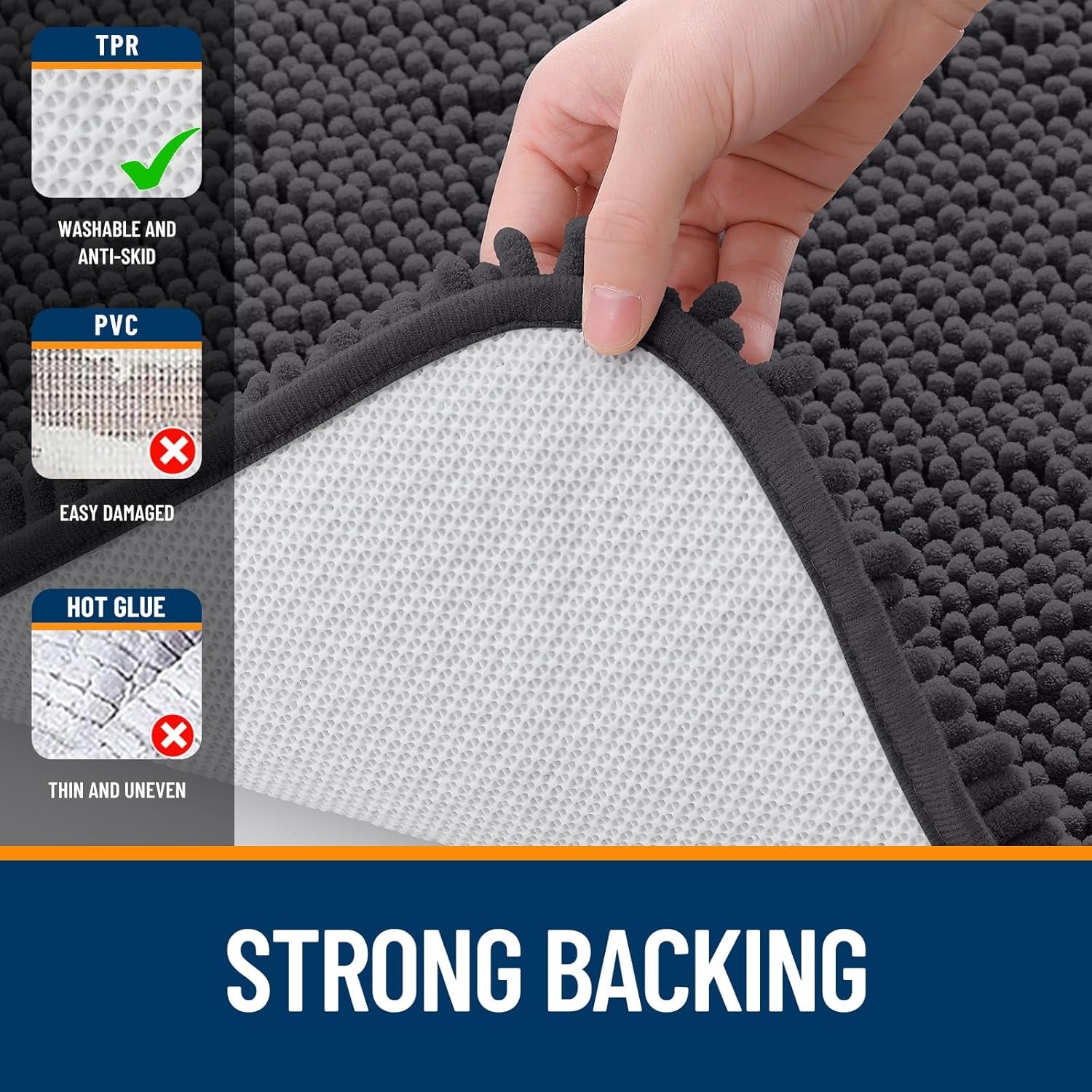 Chenille Bathroom Rugs 30X20, Extra Soft Absorbent 