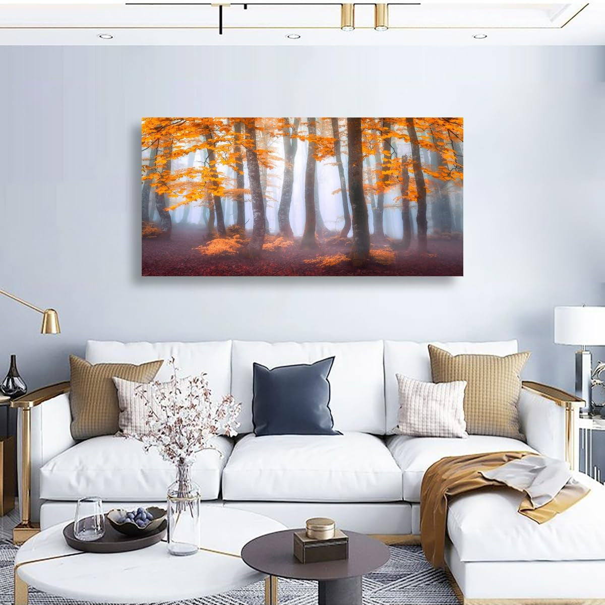 Orange Maple Leaf Tree Canvas Wall Art - 20In * 40Inch