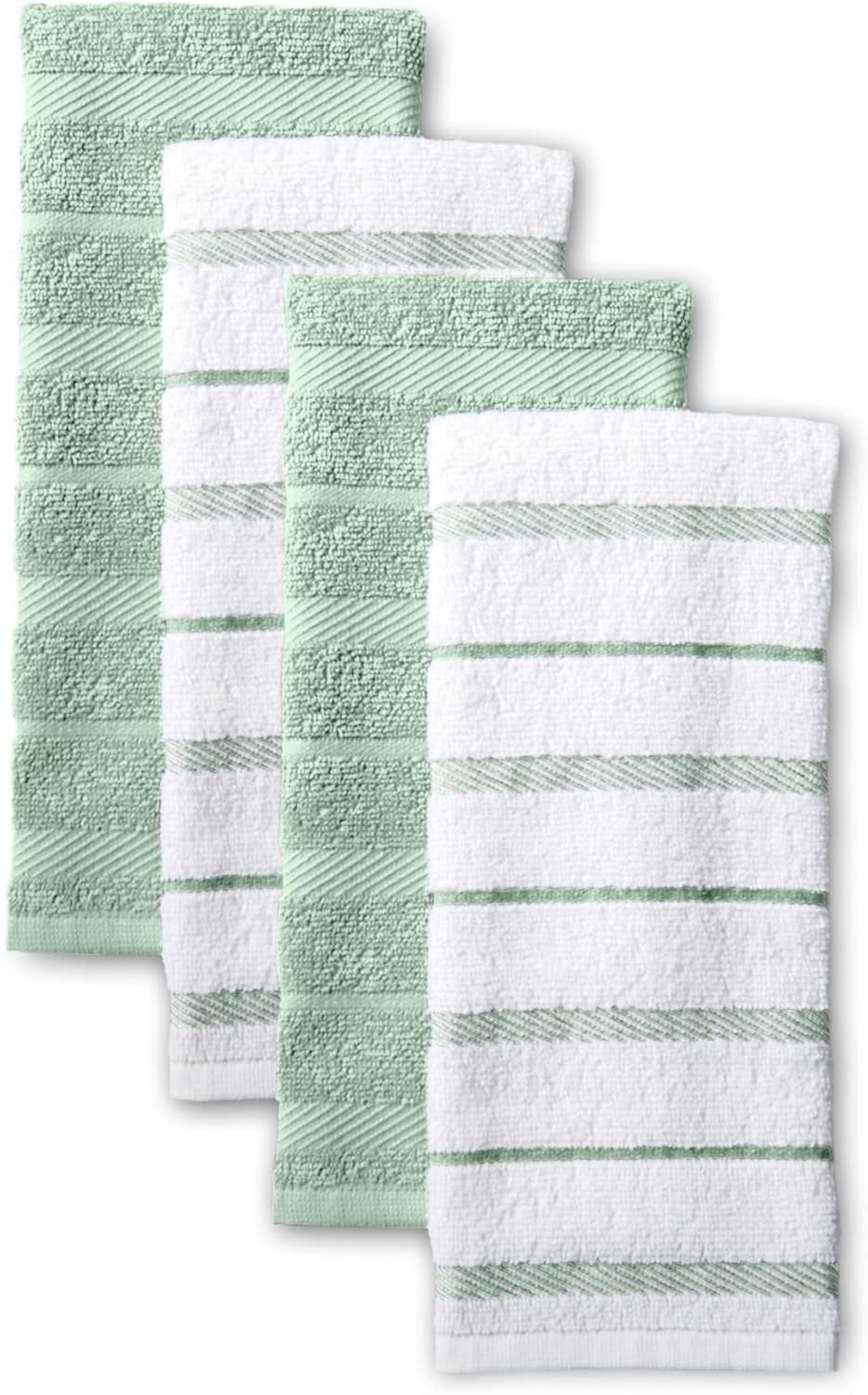 Albany Kitchen Towel 4-Pack Set, Pistachio/White, 16"X26"