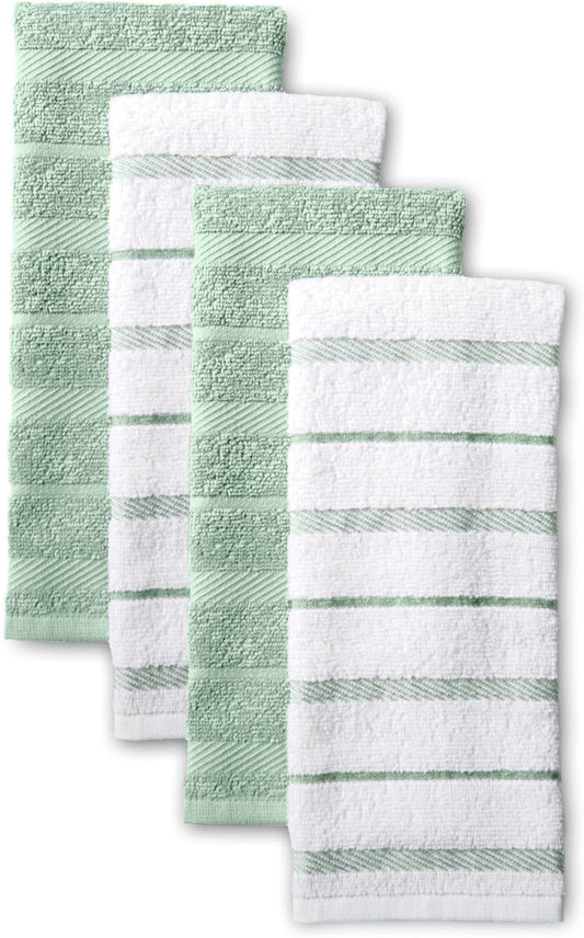 Albany Kitchen Towel 4-Pack Set, Pistachio/White, 16"X26"