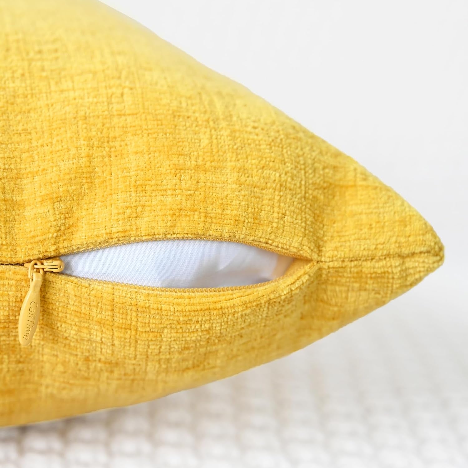 Throw Pillow Covers Decorative 12 X 20 Inches Pack of 2 Cozy Chenille Cushion Cases Mustard Yellow