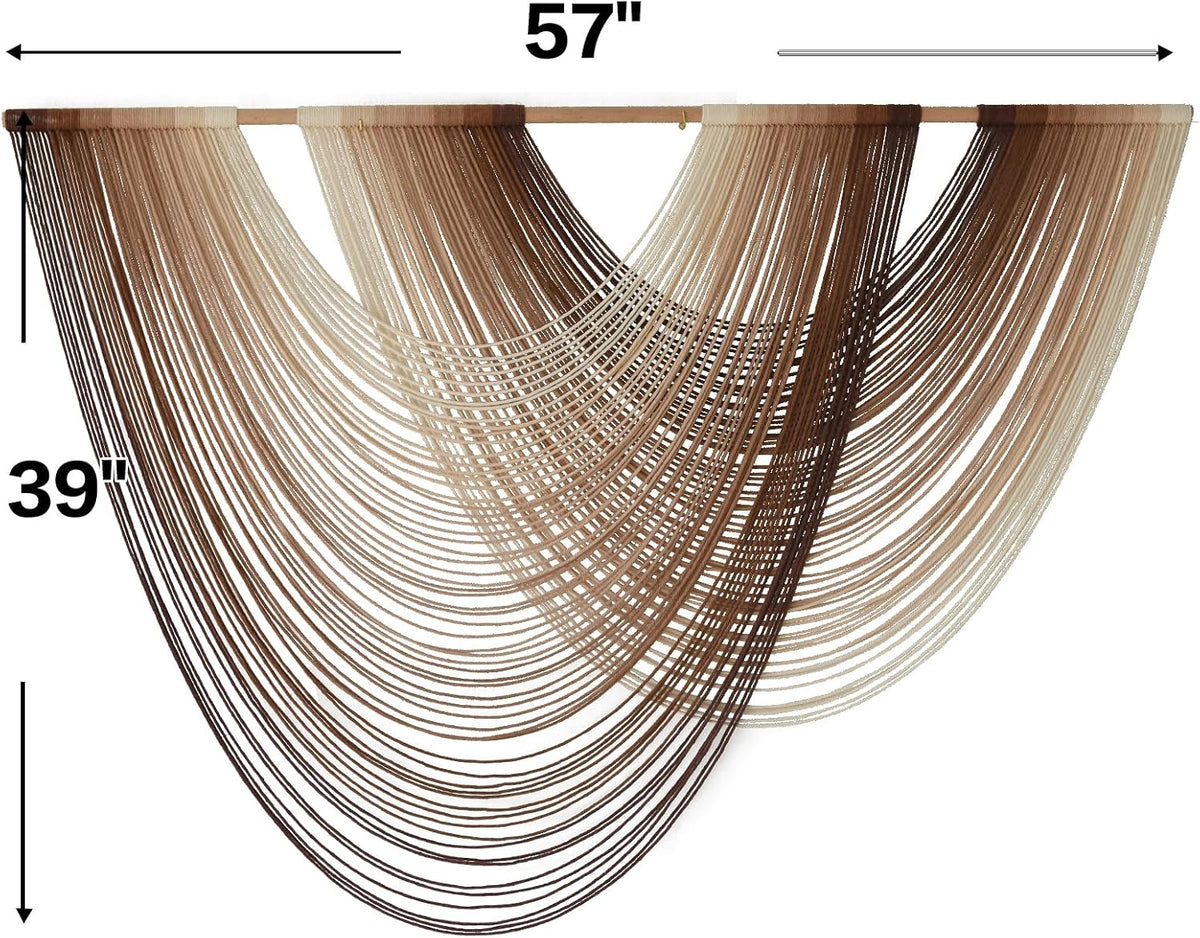 Macrame Wall Hanging Dip Dyed Large Boho Brown Fiber Wall Art 57"W*39"L