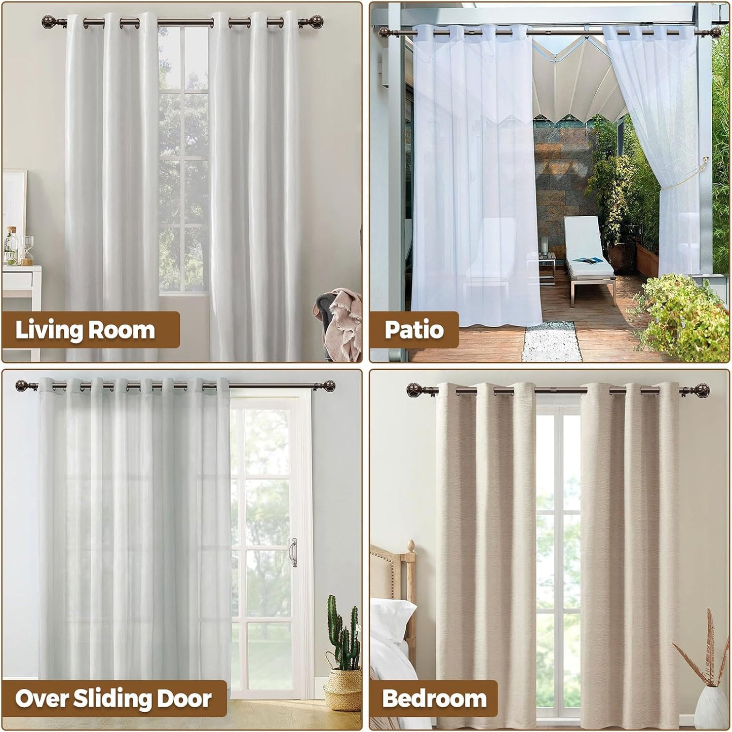 Curtain Rods for Windows 48 to 84 Inch, Heavy Duty, Antique Bronze