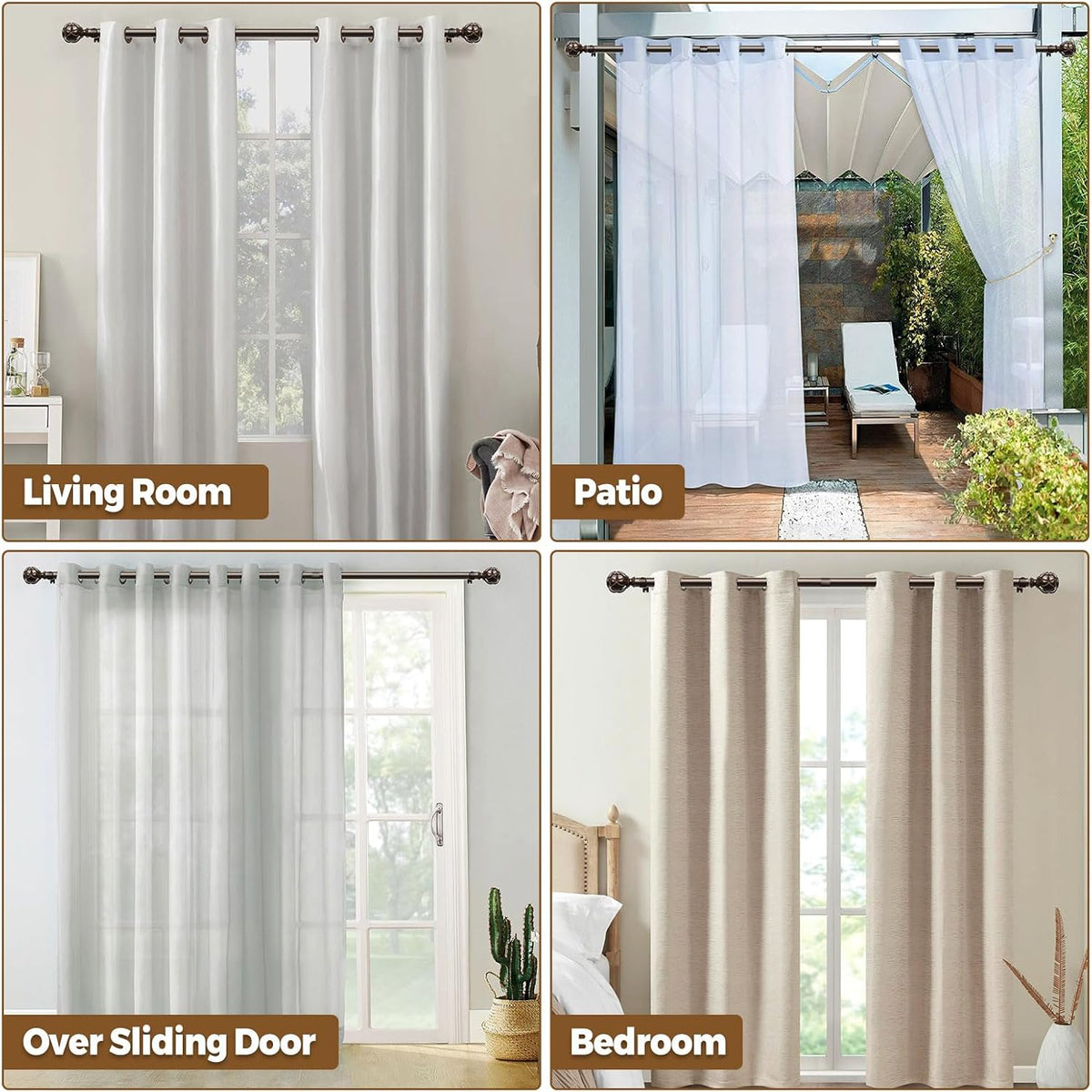 Curtain Rods for Windows 48 to 84 Inch, Heavy Duty, Antique Bronze