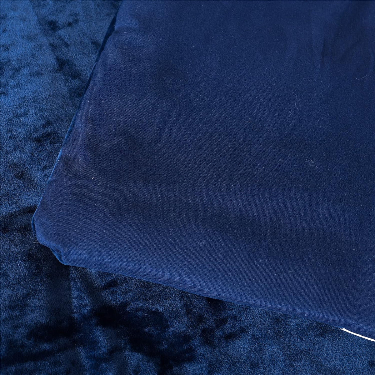 Distressed Velvet Comforter Set, Distressed Velvet Face and Brushed Solid Microfiber Reverse, with Light Weight Soft Poly Fill, 5 Pieces Navy, Queen