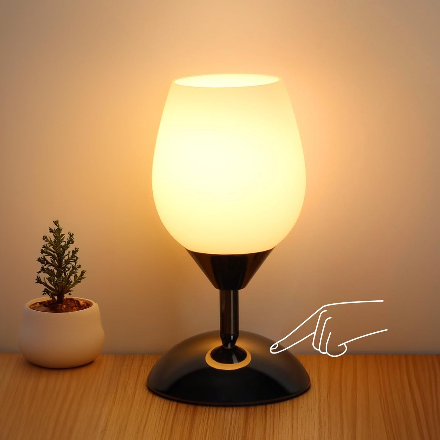 Small 8.07'' Ambient Light with Opal Glass Shade, Side Table Lamp, E12 Bulb Included