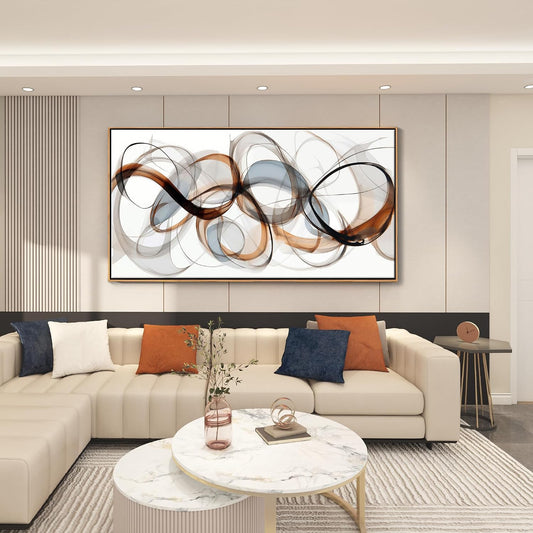 Large Wall Art - Framed Canvas Wall Art - Textured Brown Modern Abstract Artwork 20×40IN Wood Frame