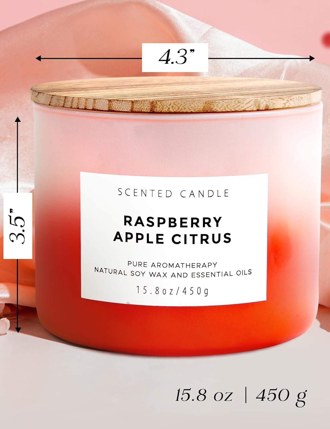 Raspberry Apple Citrus Candle | 3 Wick Soy Candle | Spring Scented Candle 15.8 Oz