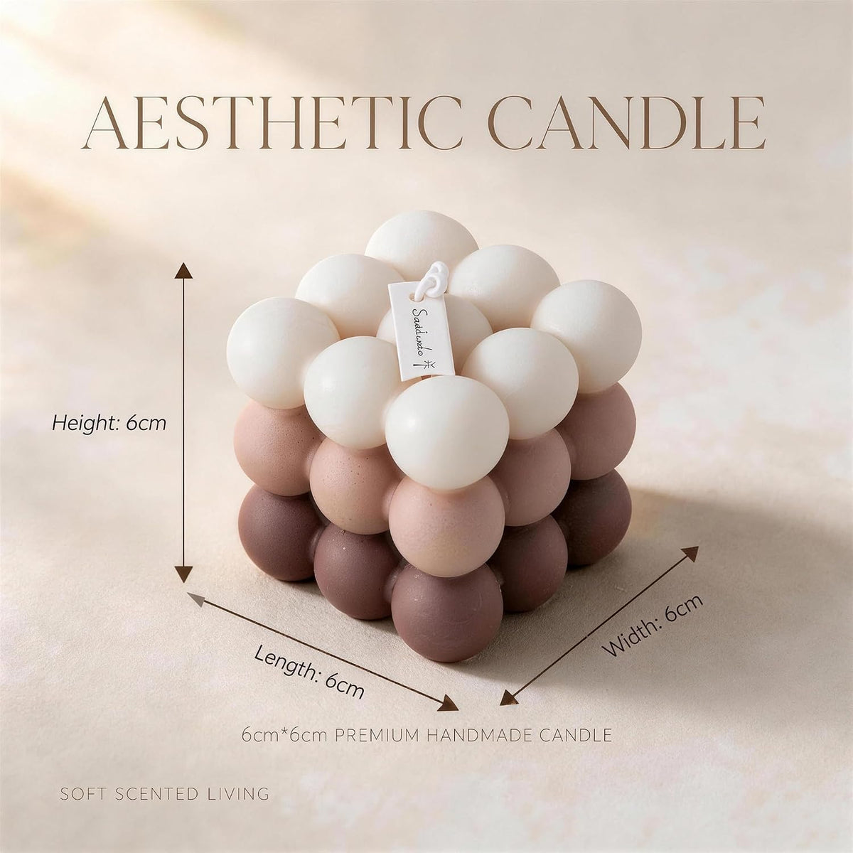 Gradient Square Scented Candle - Floral Soy Wax Block Design