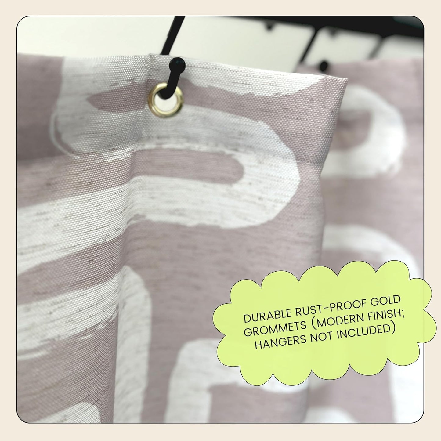 Linen Beige White Abstract Print Shower Curtain - Boho Pattern - Modern Minimalist Home Decor - Neutral Scandi Style, 72X72 Inches (Linen Lines)