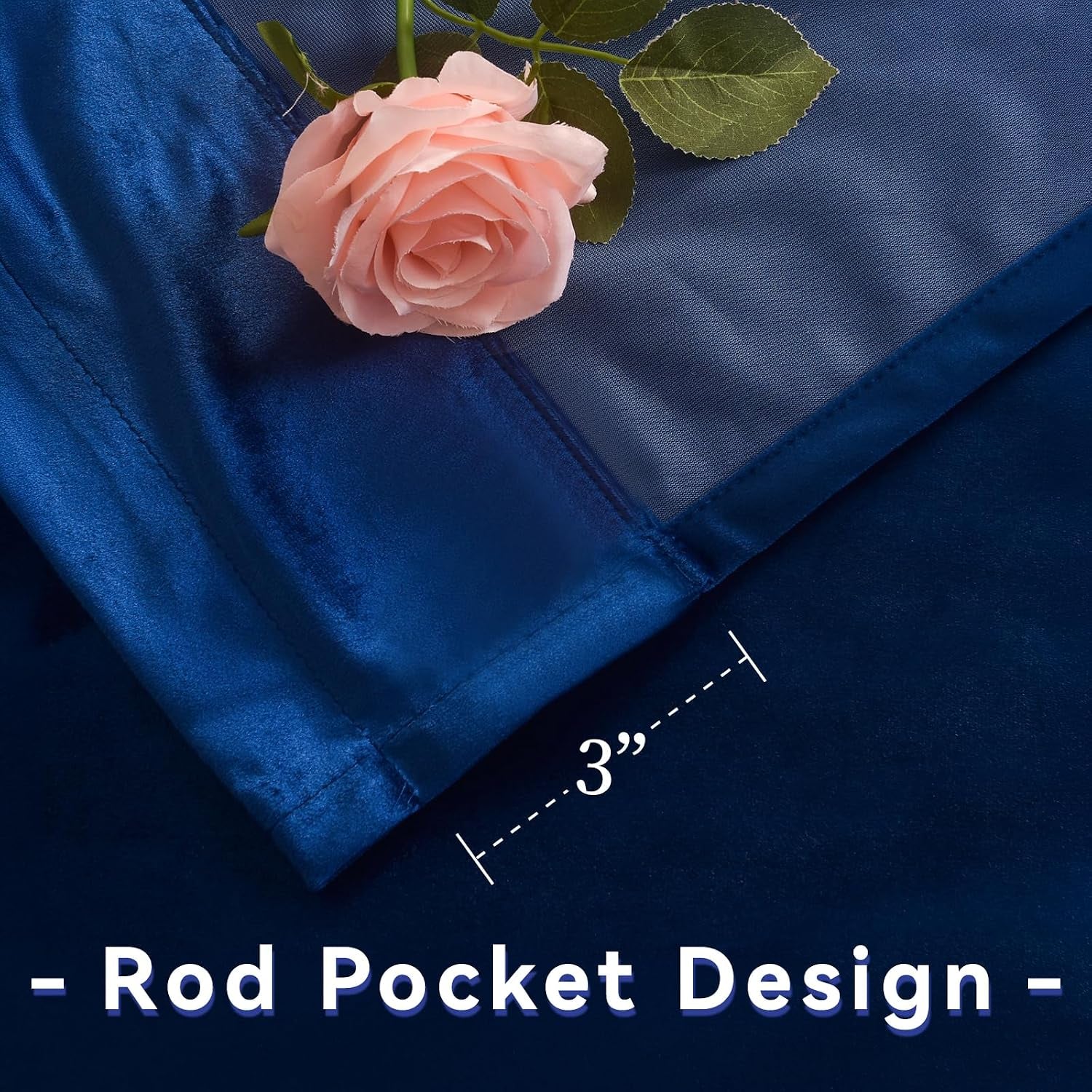 Royal Blue Velvet Curtains W52 X L84 Inches Long, 2 Panels