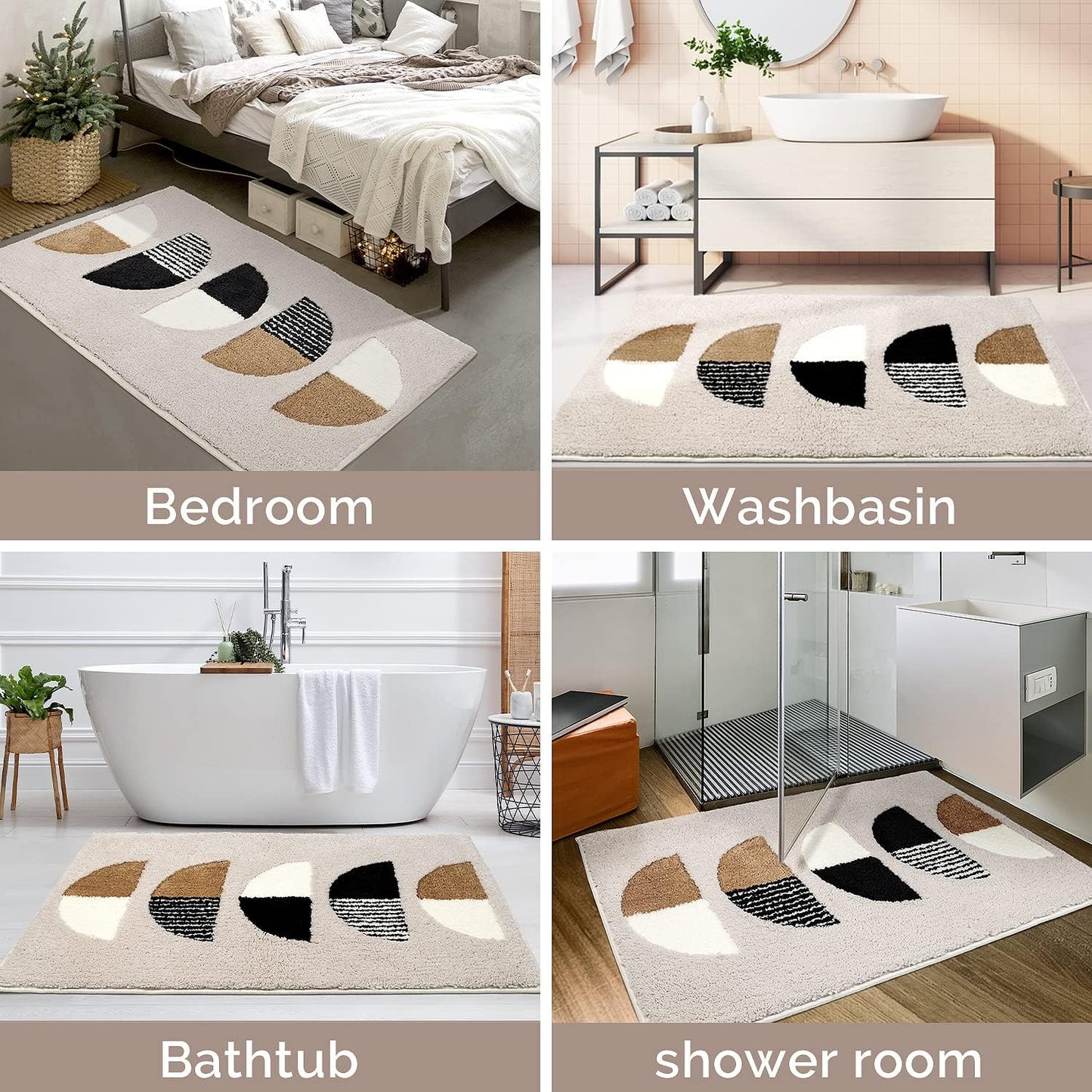 Non-Slip Bath Mat, Luxury Soft Absorbent Plush Microfiber,20"X32", Beige